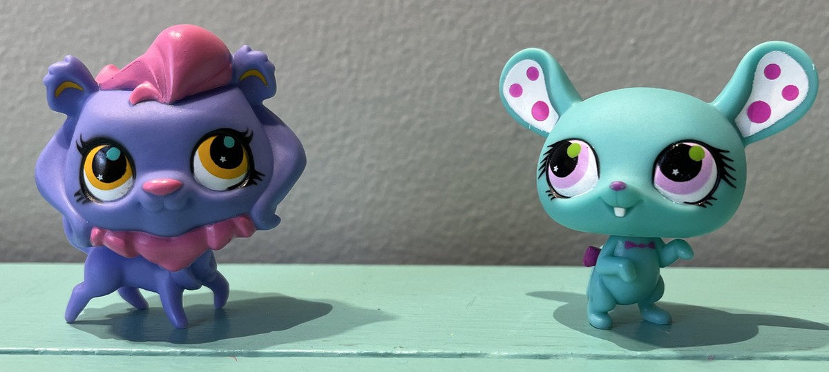 Littlest Pet Shop LPS lot of 2 Figures: Mouse Rat #2845 & Lion