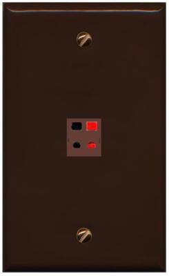 RiteAV 1 Port Speaker Wire Plug Jack Wall Plate - Flat [Brown/Brown]