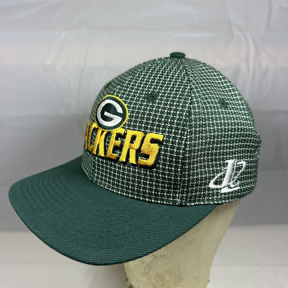 Vintage 90s Green Bay Packers Logo Athletic Hat, Grid