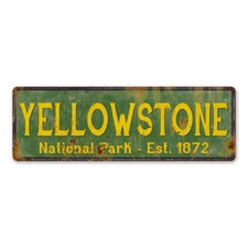 Yellowstone National Park Rustic Sign Cabin Wall Decor Camping Hike 106180057032