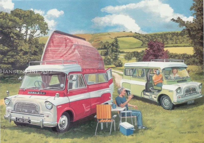 Bedford CA Debonair Dormobile Camper van Blank Birthday Fathers Day Card