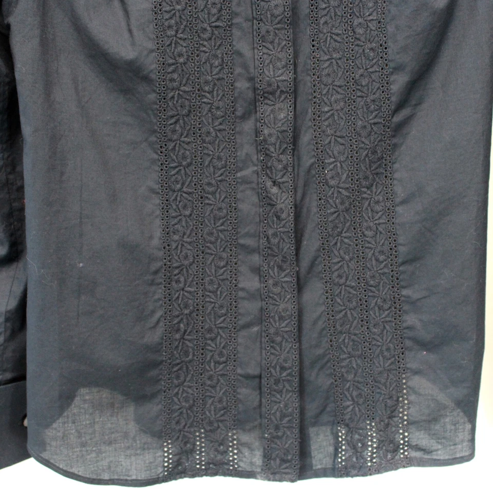 Paul & Joe Camisa Gótica Bordada Negra Abotonada Puños Talla 2 Hecha en Francia Foto 3 de 4