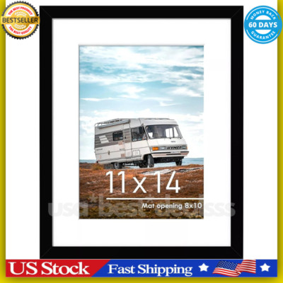11x14 Picture Frame Black, Display Pictures 8x10 with Mat or 11x14 Without Mat