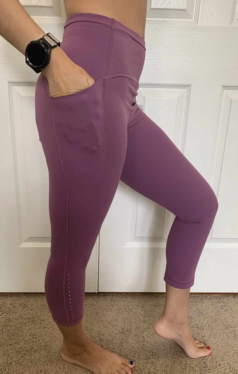 Lululemon Size 6 Swift Speed HR Crop 21” Vintage Plum VTPM Pant HiRise Run  Train