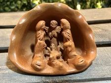 Terra Cotta Nativity Scene 1 Piece Set Handcrafted Clay Guatemala Crossed Arms
