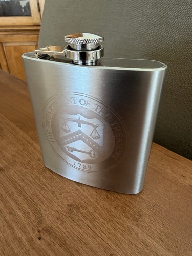 DEPARTMENT OF THE TREASURY HIP FLASK POCKET FLASK STAINLESS STEEL 6OZ.
