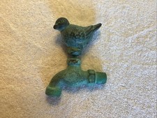 Vintage Solid Cast Brass Patina Bird Outdoor And Garden Water Faucet Or Spigot
