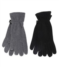 Mens Winter Fleece Gloves 1 or 2 Pack Thermal Warm Soft Polyester Black Grey
