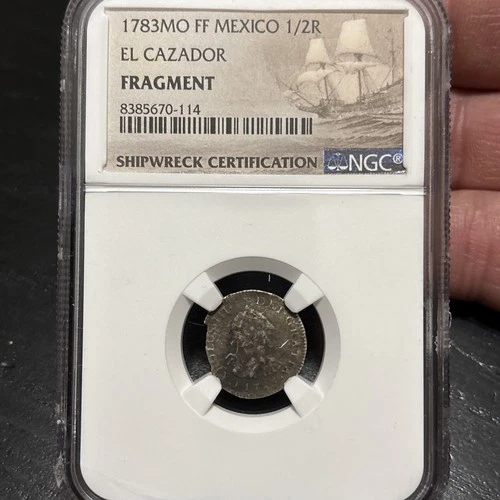 1/2 Reales 1783 MO FF Schiffswrack EL CAZADOR MEXICO NGC Shipwreck Münze Schatz