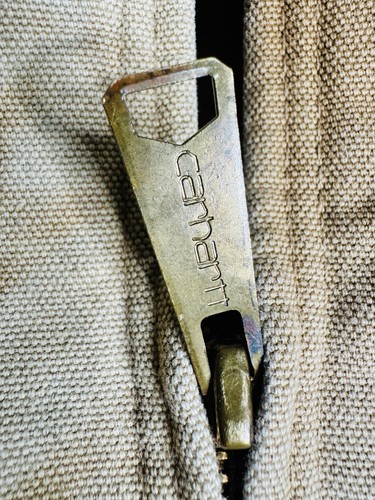 Vintage Carhartt JR106 USA Made Duck Jacket Large Tan Hooded Distressed Lined - Picture 11 of 20