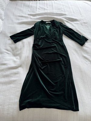 Bombshell grün Samt Faux Wickelkleid Größe 10 Anlass Crossover Brust