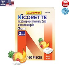 Nicotine Gum Stop Smoking Aid 2mg Fruit Chill 160 Count Craving Relief Therapy