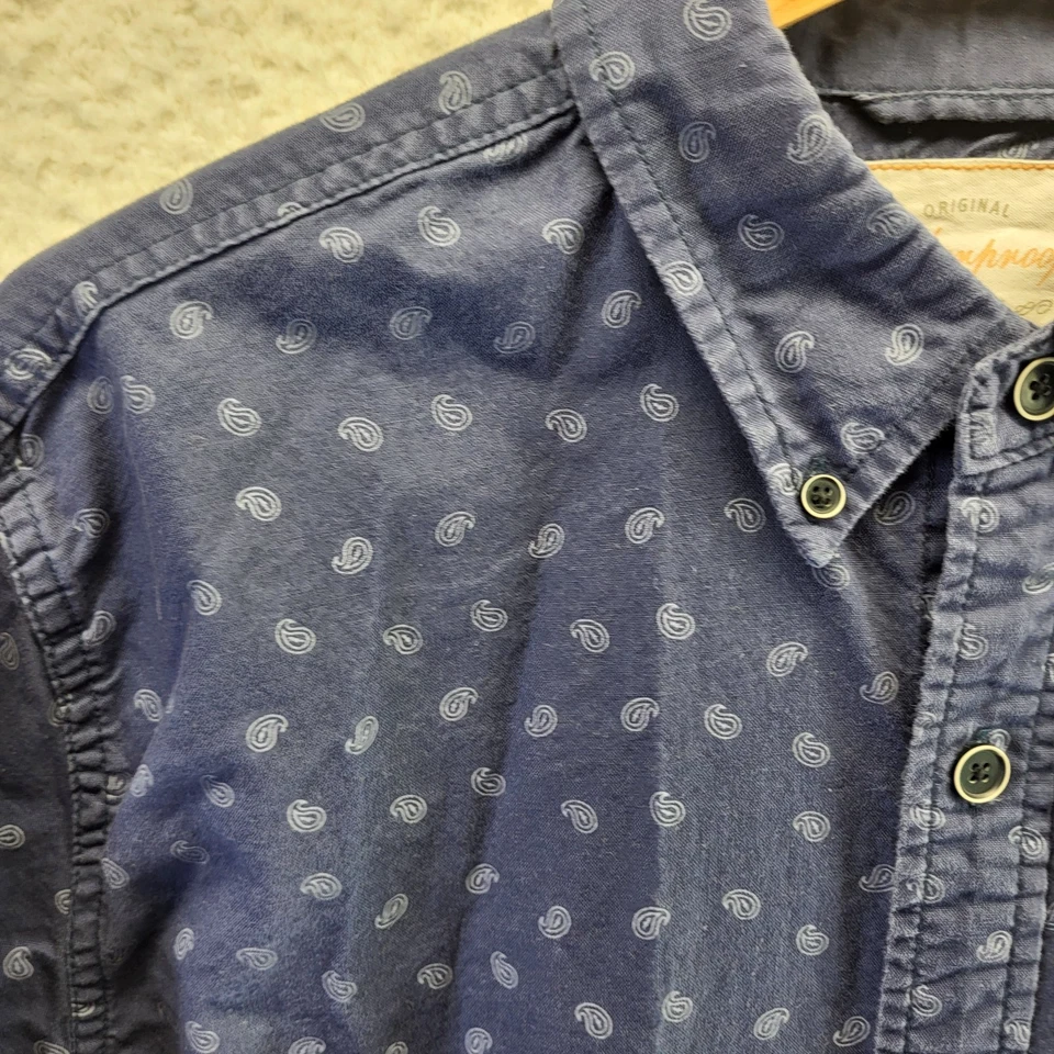 Weatherproof Vintage Button Shirt Medium Blue Geometric Long Sleeve Cotton - Image 4 of 4