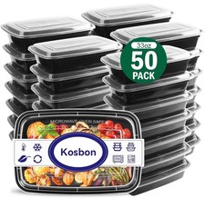 Meal Prep Containers, 50 Packs Plastic Food Storage Containers with Lids, 32oz B