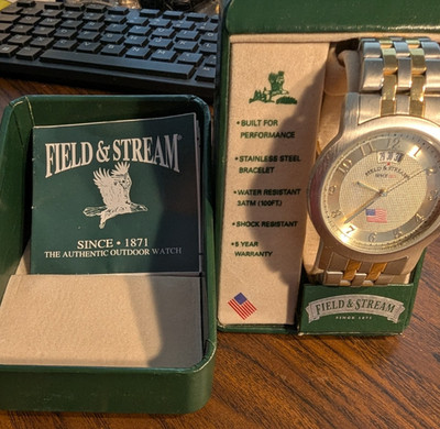 New FIELD & STREAM U.S.A Wristwatch Stainless Steel Water/Shock Resistant 2-TONE