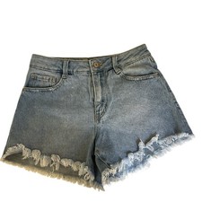 By Rewash Super High Rise Jean Shorts Women s Size 3/26 Distressed Cutoff Denim