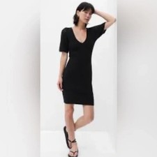 GAP NWT Crochet Sleeve Mini Sweater Dress Size M Black