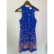Everly Blue Floral Dress Small Sleeveless Fit & Flare Boho Spring Summer