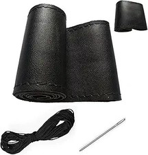 15-inch Air-permeable Leather Steering Wheel Cover Lace-up Stitch-on Design For