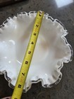 1960's Vintage Fenton Silver Crest White Milk Glass Ruffled Edge Bowl 8.25 WIDE — photo 5