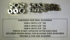 HARDINGE DRILL BUSHINGS FROM HDB-2 WITH 1/2" OD TO HDB-8 WITH 1" OD