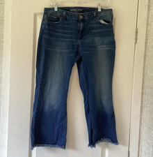 Michael Kors Cropped Jeans Blue Denim Stretch Cotton 5-Pocket Logo Accents EUC