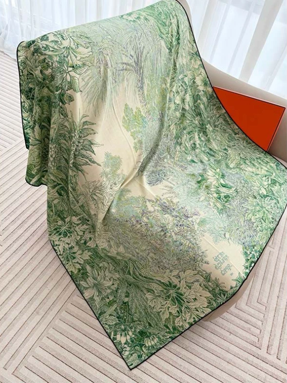 70% Cachemira 30% Seda 135X135cm Bufanda Envolvente Rosa Bosque Estampado Triángulo Mantón Nuevo Foto 2 de 4