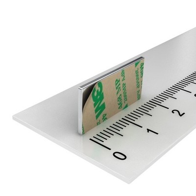 50x POWER NEODYM MAGNET QUADER, 20x10x1 mm, GRADE N35, SELBSTKLEBEND, WERKSTATT