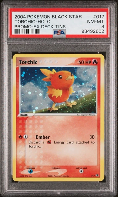 PSA 8 Torchic 2004 Pokemon Black Star Promo Holo 017 -  LOW POP - SWIRL💫