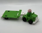 Vintage Fisher Price Little People Semi Truck & Trailer Green Set With Figure