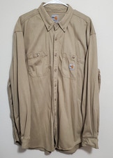 Carhartt FR Flame Resistant Long Sleeve Shirt Men's Medium Brown Regular Fit
