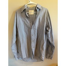 Wrangler Jeans Co Mens Long Sleeve Button Up Shirt Blue Stripe Casual Medium