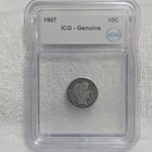 1907 Barber Dime ICG Genuine 10C Circulated, silver