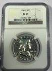1963-P Franklin 90% Silver Half Dollar NGC PF65