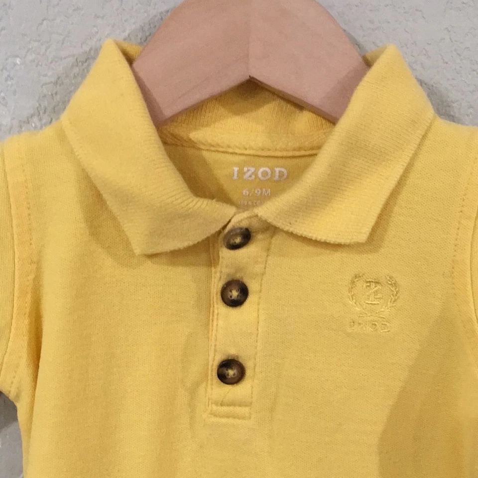Polo Izod Bebé Niño Talla 6-9M Amarillo Bordado 100% Algodón Foto 2 de 4