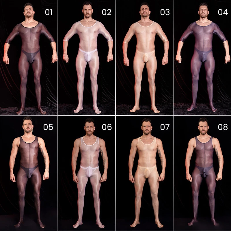 Глянцевый блестящий комбинезон цельный боди общий мужчин фитнес трико мужской - Изображение 3 из 4