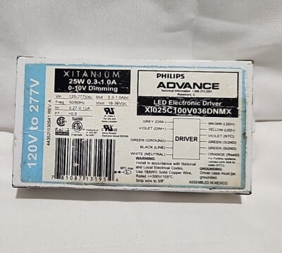 Philips Advance XI025C100V036DMX LED Electronic Driver 25W, 120V To 277V
