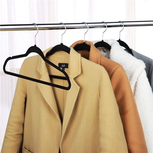 Non-Slip Flocked Velvet Hangers Clothes Hangers Suit/Shirt/Pants 100/200/300/400 - Picture 6 of 26