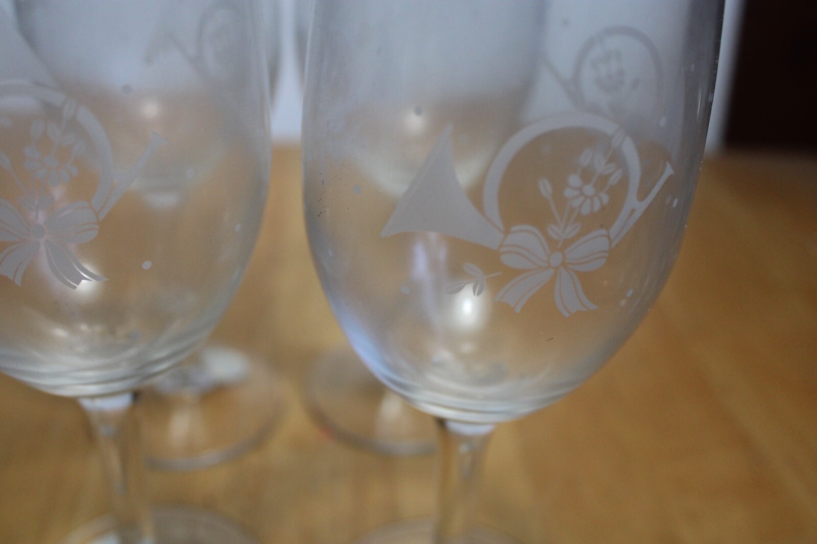 Princess House Wine Glasses Christmas French Horns 587 set of 4