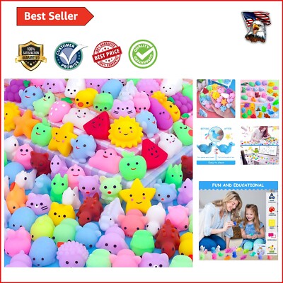 100 Pack Mini Mochi Squishy Toys Assorted Animals Fruits for Kids Fun 