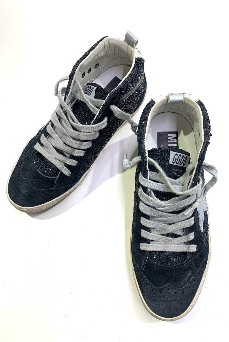 GOLDEN GOOSE GGDB MID/STAR WingChip Black Glitter EU:36 US:6 Women
