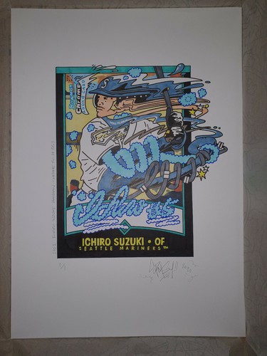 🌟Topps Project 2020 Artist Ermsy-AUTO 2001 BOWMAN CHROME ICHIRO SUZUKI ART 1/1 - Picture 2 of 4