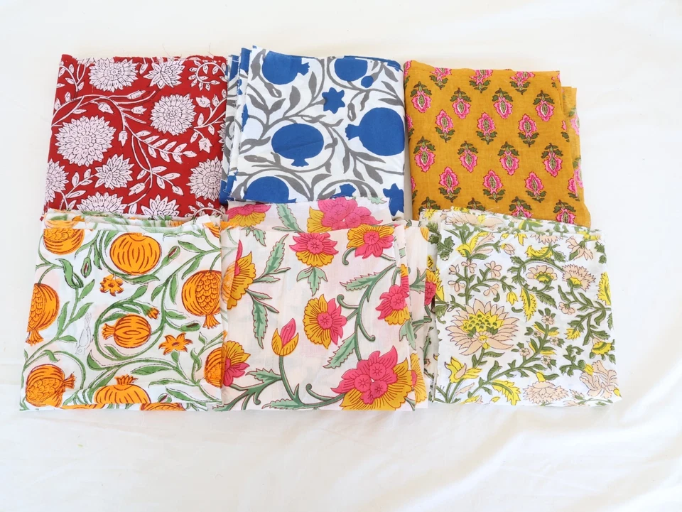 Paquetes de cuartos de grasa restos de algodón cachemira artesanal tela de algodón floral, restos Foto 2 de 4