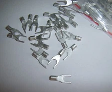 25 #8 22-18 Ga AWG Gauge Non-Insulated Spade Fork Terminal Connector Uninsulated