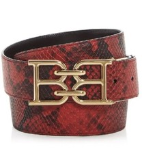 NEW WITH TAGS Bally B Chain Buckle Snakeskin Leather Belt Red/Black One Size