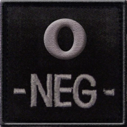 ECUSSON O- NOIR GROUPE SANGUIN O NEG NEGATIF INSIGNE PATCH SCRATCH RHESUS