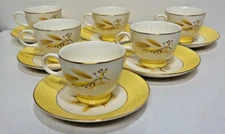 12 VTG 1950's Century Service Corp Autumn Gold 6 Cups & saucers Gold Gild