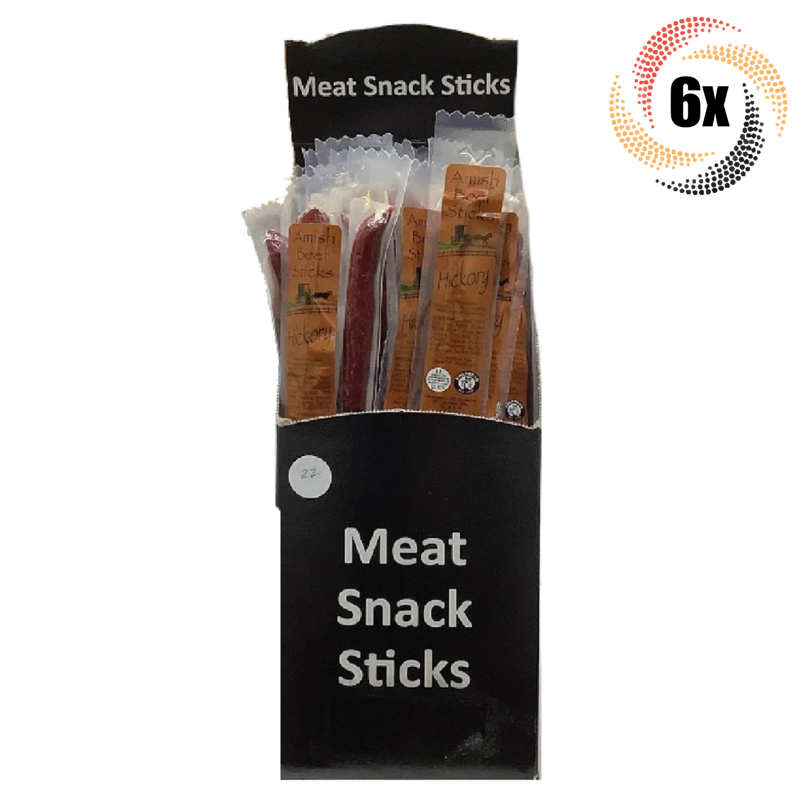 6x Закусочных палочек Amish Smokehouse Hickory из 100% говядины премиум-класса | 1,25 унции