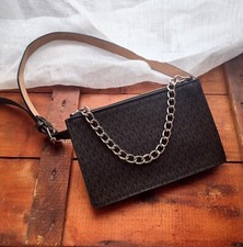 Michael Kors Logo Chain Leather Belt Bag Fanny pack Black