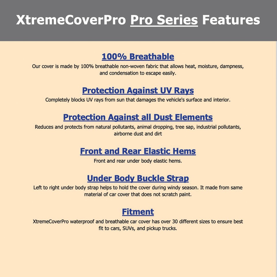 XTREMECOVERPRO Breathable Car Cover - 2007-2009 Chevy Tahoe, Custom Fit With Mirror Pocket, Gray Non-Woven